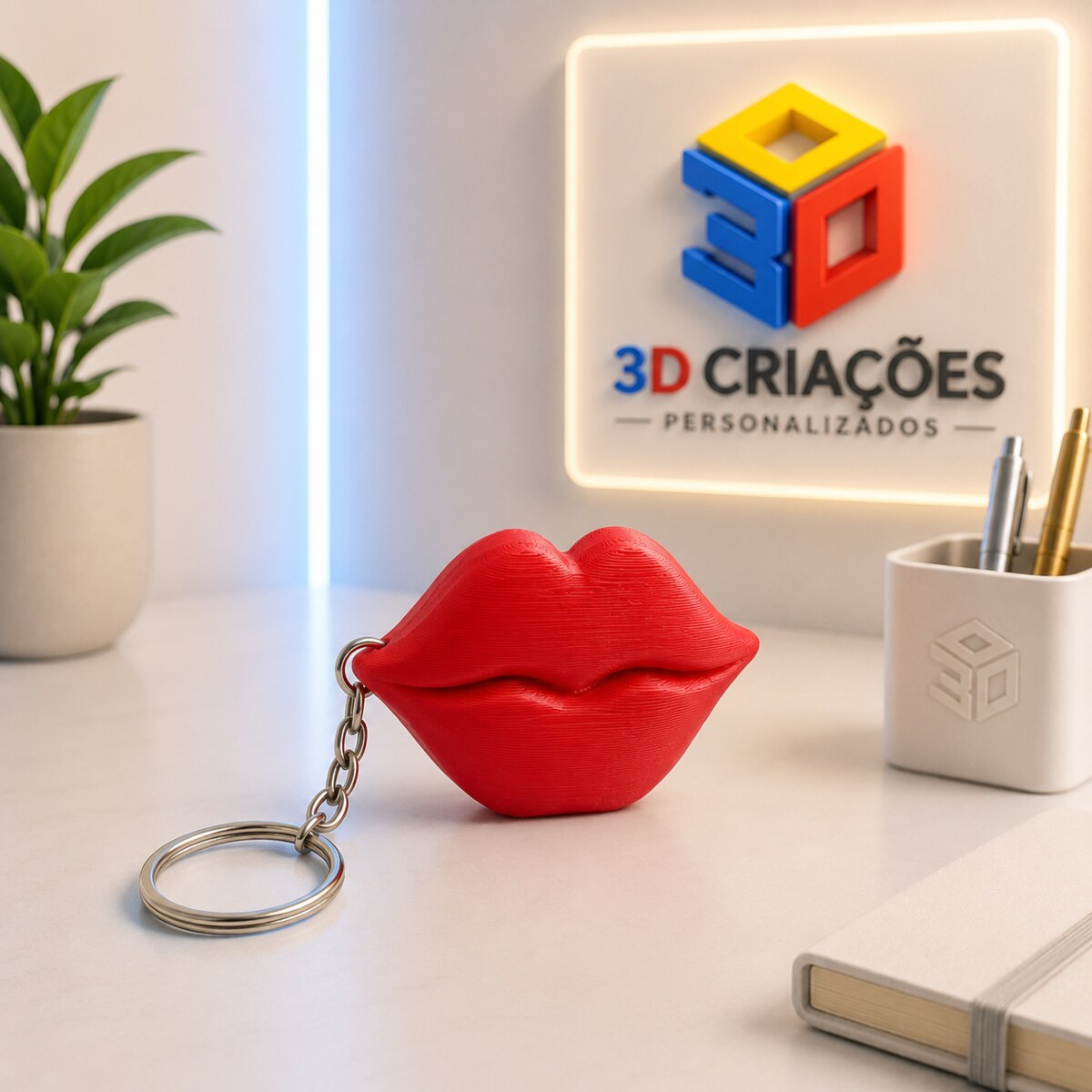 Chaveiro de boca + abridor de lata impresso em 3D pela 3D Criações
