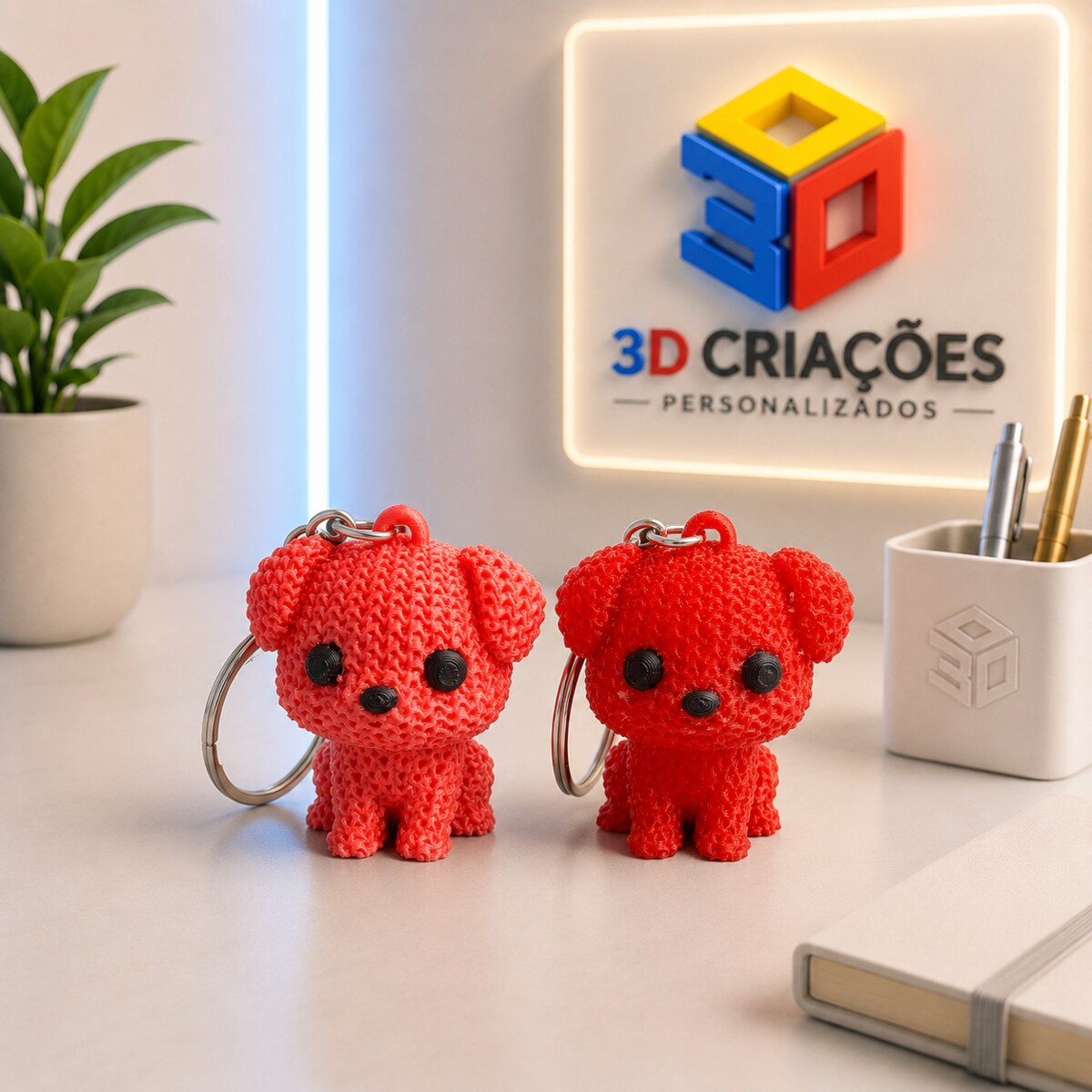 Chaveiros de cachorro impresso em 3D pela 3D Criações
