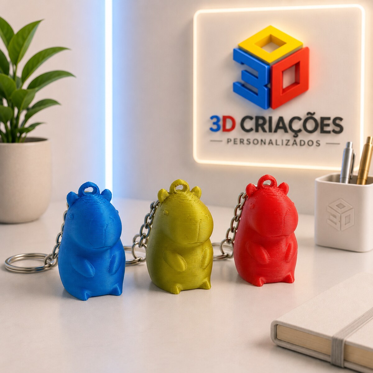 Chaveiro de capivara impresso em 3D pela 3D Criações
