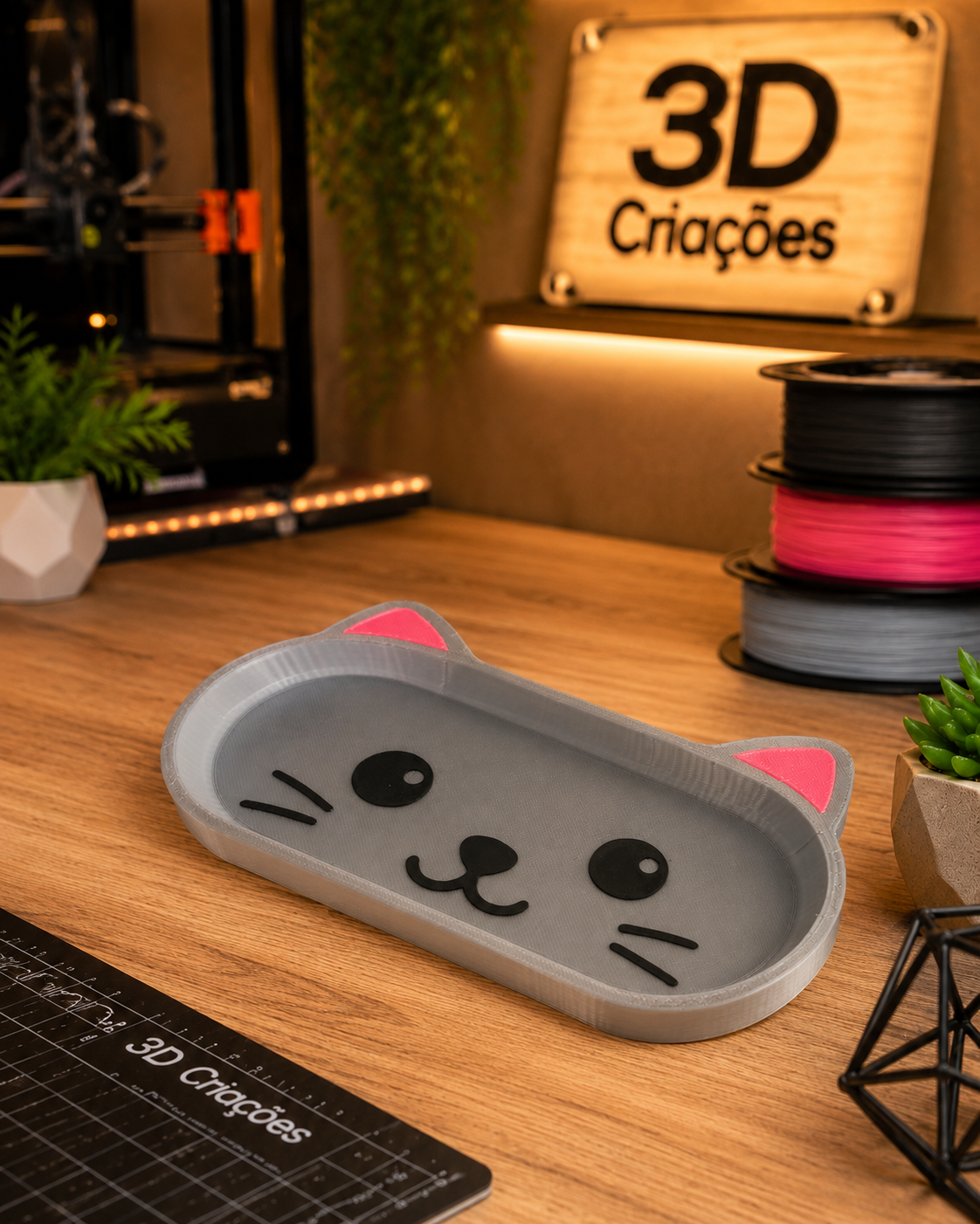 Porta-óculos de gato impresso em 3D pela 3D Criações